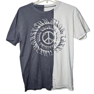 Hollister Gray & Off-White Colorblock Peace Sign & Daisy Tee Size  Small
